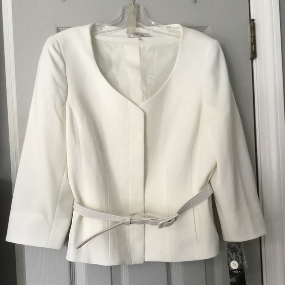 Le Suit Dresses & Skirts - LE SUIT Winter White two piece belted suit jacket and midi skirt suit size 8 NWT